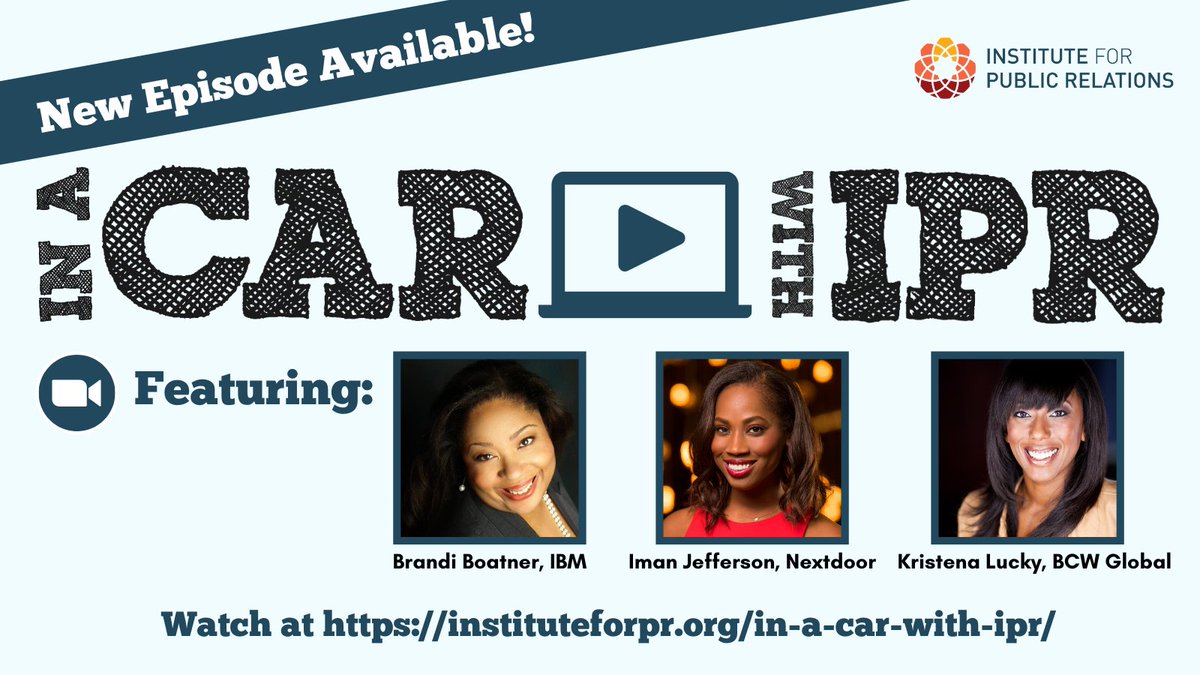 In this episode of the re-imagined “In a Zoom Call with IPR,” Brandi Boatner (<a href="/ThinkBluePR/">Brandi Boatner</a>) of <a href="/IBM/">IBM</a>, <a href="/ImanJefferson/">ImanJefferson</a> of <a href="/Nextdoor/">Nextdoor</a>, and Kristena Lucky of @BCWGlobal discuss all things DE&amp;I, intersectionality, allyship, and more. Watch it here: ow.ly/TxCz50DQbMf