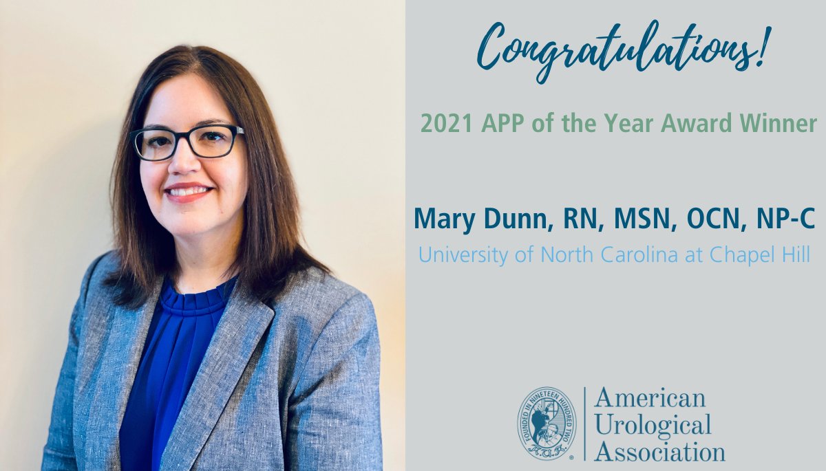 Amer. Urol. Assn. (@amerurological) on Twitter photo Congratulations Mary Dunn, RN, MSN, OCN, NP-C <a href="/MaryWDunn/">Mary Weinstein Dunn</a> on winning the AUA 2021 Advanced Practice Provider of the Year Award!
Thank you for your hard work and compassionate care! bit.ly/2KBnlZI <a href="/UNCurology/">Urology@UNC</a> Congratulations Mary Dunn, RN, MSN, OCN, NP-C <a href="/MaryWDunn/">Mary Weinstein Dunn</a> on winning the AUA 2021 Advanced Practice Provider of the Year Award!
Thank you for your hard work and compassionate care! bit.ly/2KBnlZI <a href="/UNCurology/">Urology@UNC</a>