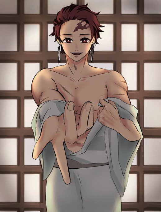 天さんがTwitterに投稿した竈門炭治郎(鬼滅の刃)のイラスト。