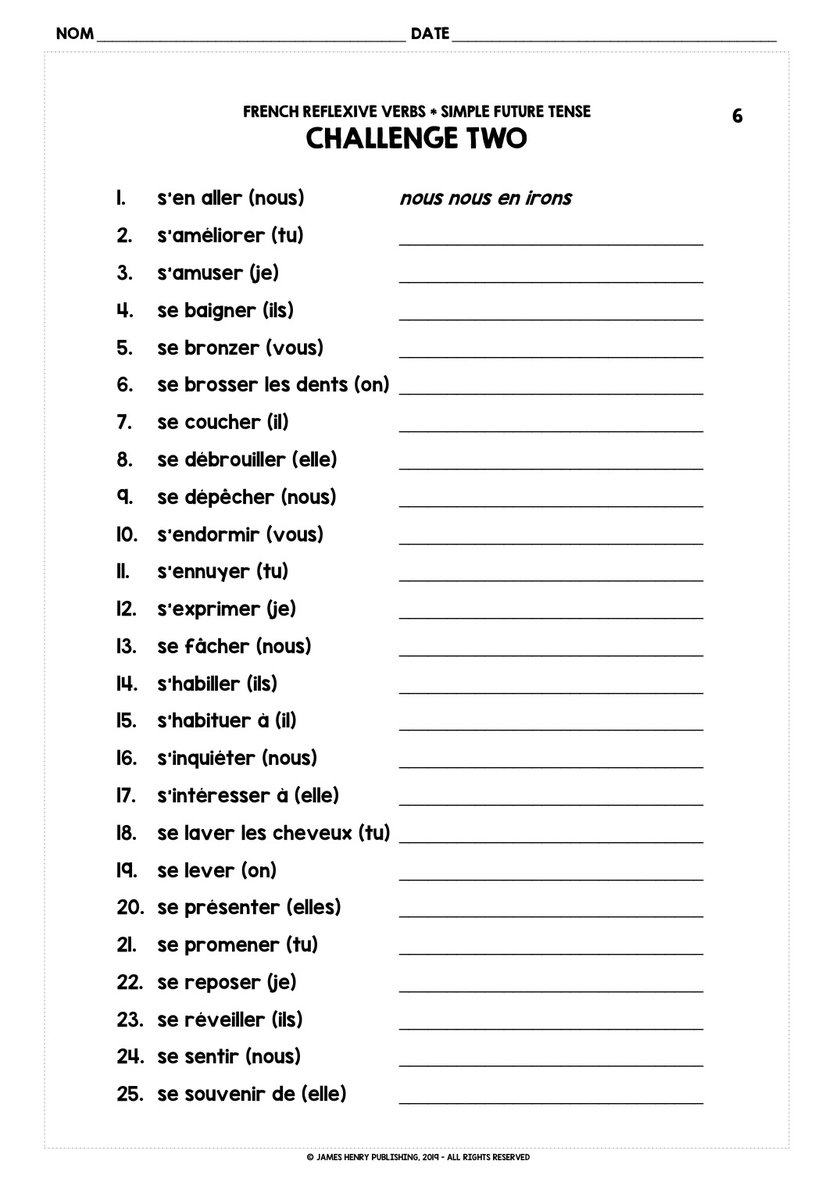 LivelyLangs's tweet photo. #frenchreflexiveverbs #frenchverbs #verbespronominaux #learnfrench #frenchgrammar #frenchconjugation #frenchworksheets #frenchgrammarworksheets #frenchteacher #ks3french #ks4french #ks5french #intermediatefrench #frenchsimplefuturetense #mfl https://t.co/Is4SEgudUa https://t.co/lcgdeOiXoD