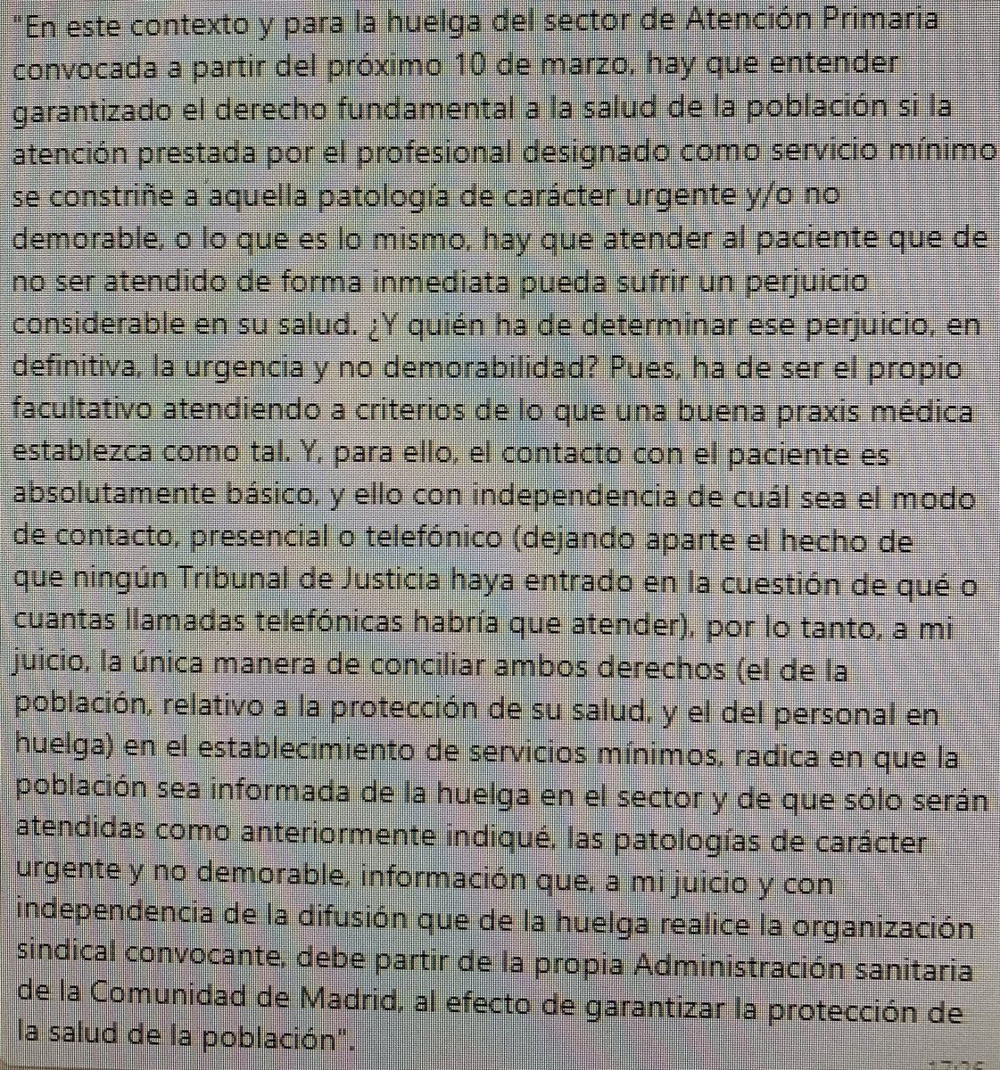 En relación a la #HuelgAP de #Madrid en @SaludMadrid y los #ServiciosMinimos impuestos al personal.