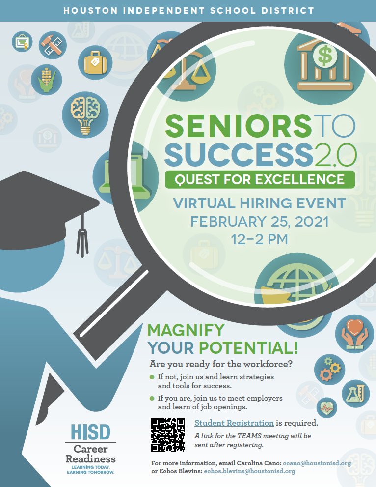 Seniors To Success 2.0 Virtual Hiring Event at noon today! Access the event here: bit.ly/2MJkrDx