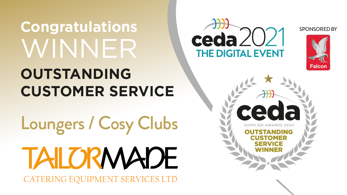 Congratulations to Tailor Made Catering Equipment Services Ltd, <a href="/TailorMadeCES/">Tailormade CES</a>, winners in the Outstanding Customer Service category for their project at <a href="/theLOUNGERS/">The Lounges</a> <a href="/The_CosyClub/">The Cosy Club</a>!

#cedaGrandPrixAwards2020
#TheDigitalEvent
#cedaDigitalEvent