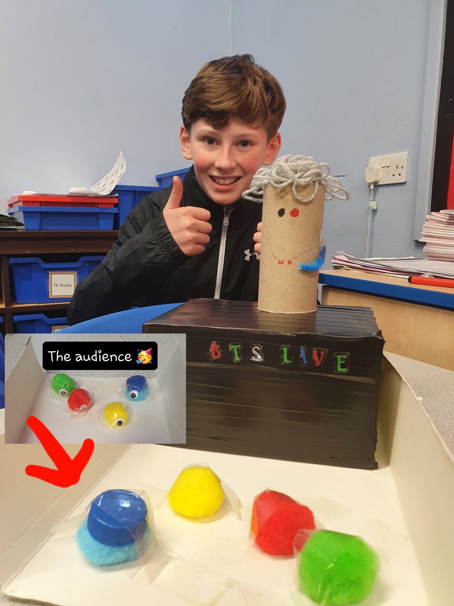 #worldbookday Obviously my favourite book is the BTS Annual 2021, so Y7's Alex made a diorama of a scene from it 😅😅💜💜. Without doubt, the greatest diorama ever created👏👏. Can you work out which member is on stage? #bts #jimin #박지민 #chantrymfl instagram.com/p/CMAQH6nDj1D/…