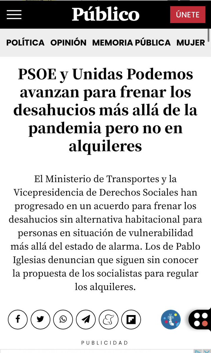 Estamos ante la oportunidad histórica de conseguir una #LeydeVivienda y para ello es condición necesaria que se incluya:

⚠️ Paralización de desahucios sin alternativa habitacional adecuada 
⚠️ Regulación de precios del alquiler
⚠️ Sanción vivienda vacía

Si no, será papel mojado