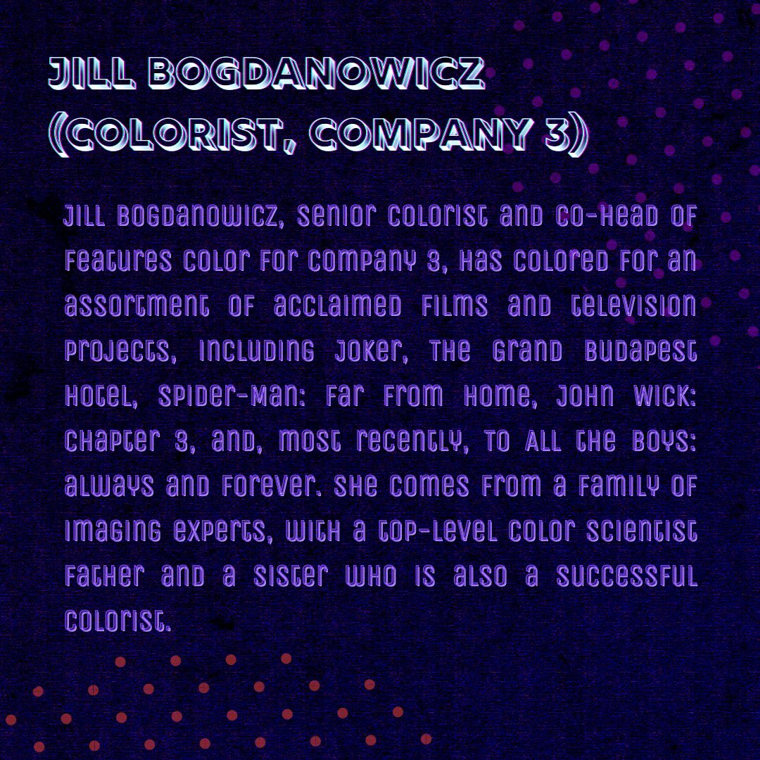 neurocinema_pod's tweet photo. FILM SPOTLIGHT: Jill Bogdanowicz
We are thrilled to have #JillBogdanowicz on our by first episode of the podcast coming soon! Thank you, Jill!
#neurocinema #neuroscience #cinema #movies #TV #podcasts #podcast #neurocinematique #colorresearch #color #colorist #company3 https://t.co/bDpZZUS4Py