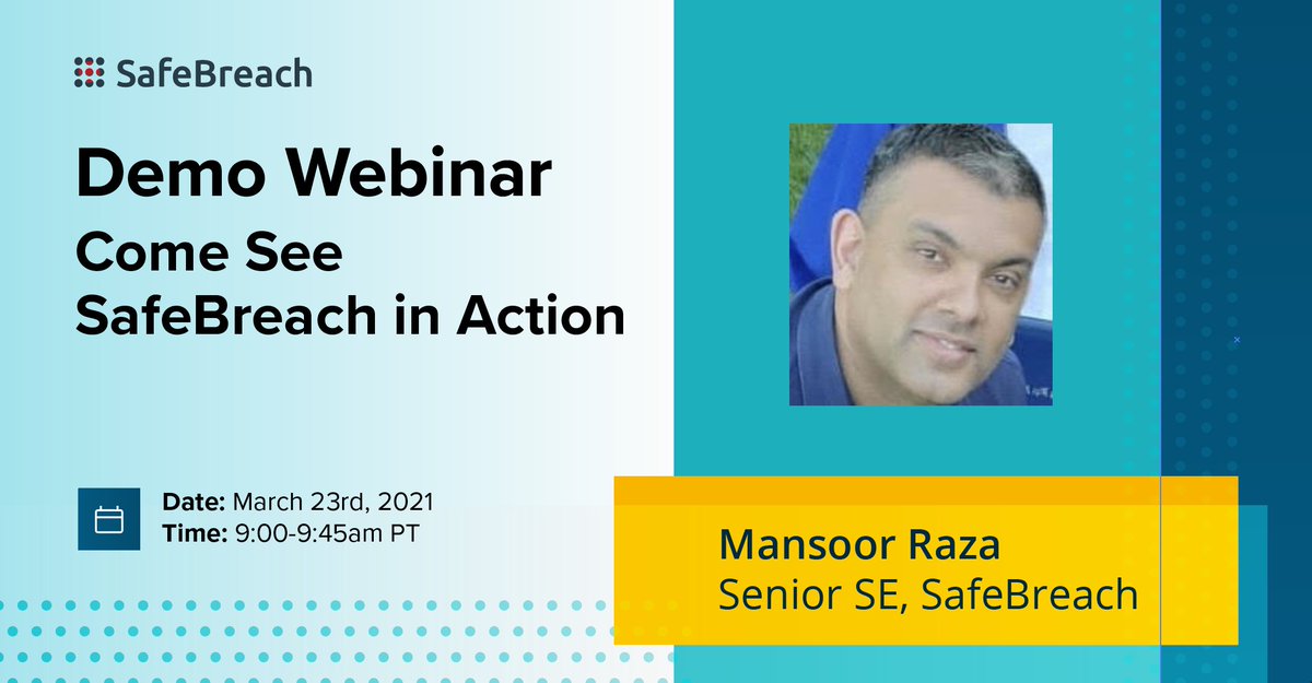 safebreach's tweet photo. On March 23, 2021 join us to see why companies all over the world are using SafeBreach to validate their security controls, optimize their investments, and drive risk down. #securitycontrolvalidation #BreachandAttackSimulation #demo
https://t.co/4yJhkgTPYQ https://t.co/KPxN1AeLDl