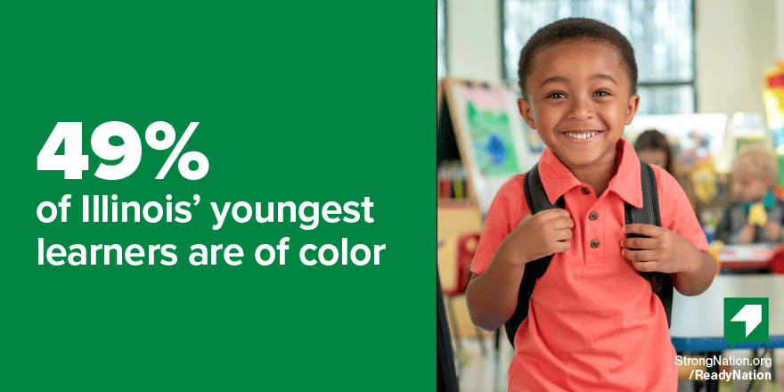 Ready_Nation's tweet photo. NEW: @ReadyNationIL’s new report, “Improving Equity &amp; Opportunity in Illinois’ Workforce,” explains how reducing inequities in early childhood education can create a more robust workforce. #ECE Read the report: https://t.co/lFYKdgSFYc https://t.co/1yrDlBvm1f