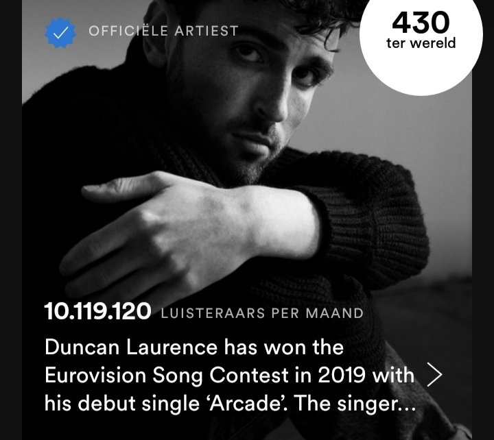 Itsduncanlaure2's tweet photo. Wow plek 430 in de lijst met meest gestreamde songs en 10 miljoen luisteraars per maand op Spotify π΅πΆ #amezing #proud #of #you #duncle @dunclaurence π https://t.co/y4KpCaxIHq