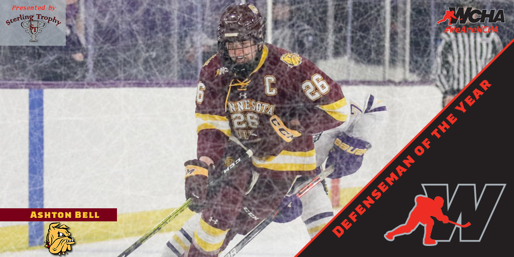 WCHA_WHockey's tweet photo. The top blueliner in the #WCHA, Minnesota Duluth's Ashton Bell is our Defenseman of the Year! 

#WeAreWCHA | #LeadersAndChampions https://t.co/vEYXAZMUhi