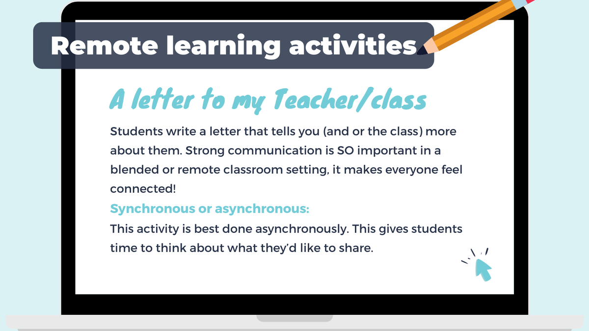 parlayideas's tweet photo. ๐ Genuinely connect with Ss using this activity during your next #remotelearning class.
For more activities & tips read our blog > https://t.co/p3WV57GUL9
.
#remotelearning #remotelearningactivities #quaranteach #onlinelearning #communication #teacherscan #teachersmatter https://t.co/SEw71wzanL