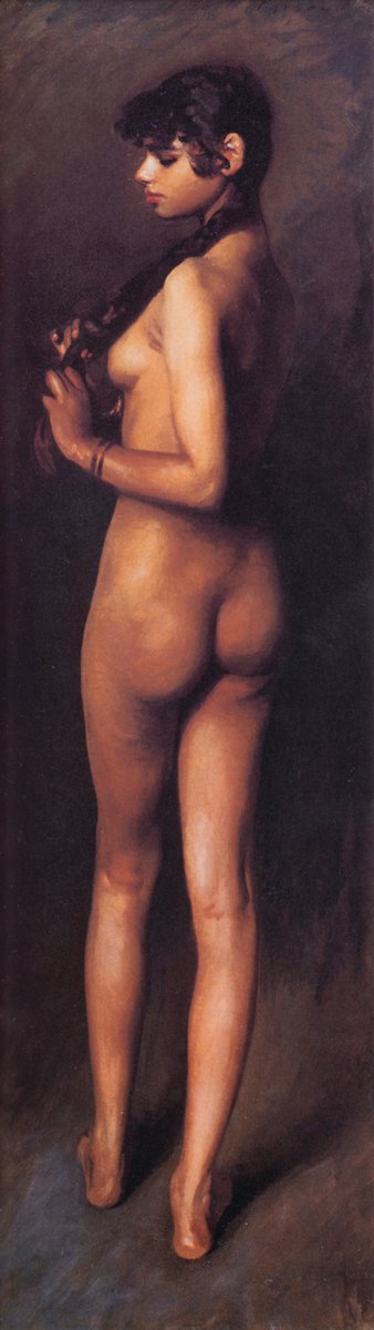 classical_nudes's tweet photo. She is a goddess but named simply Nude Egyptian girl by John Singer Sargent housed at @artinstitutechi. Mind you this painting is more than 180cm tall (or 6 feet) so I can only assume she is extremely lifelike
Image obtained from https://t.co/B5lnKGCso8 https://t.co/1DkqqWzKB3