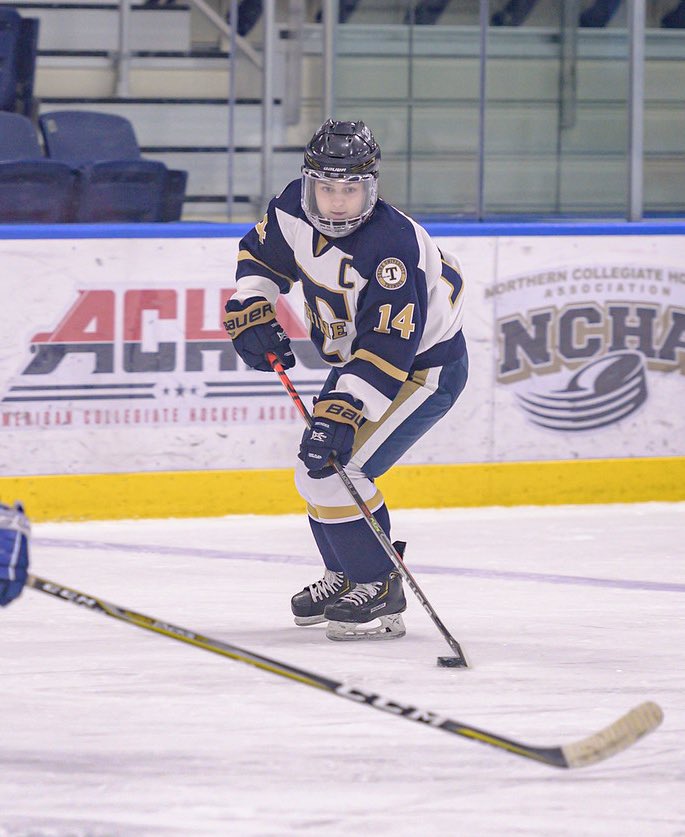 trinewhockey's tweet photo. Today we salute Eryn Isaacson! 
2-year Alternate
Current Captain
Eryn holds:
7️⃣ individual career records
5️⃣ individual season records
Named NCHA OPOW 4 times!

Eryn will be attending Pharmacy School at Ferris State University next year. 

Thanks for your dedication Edi!

💙⚡️🏒 https://t.co/gFVnL7vEEJ
