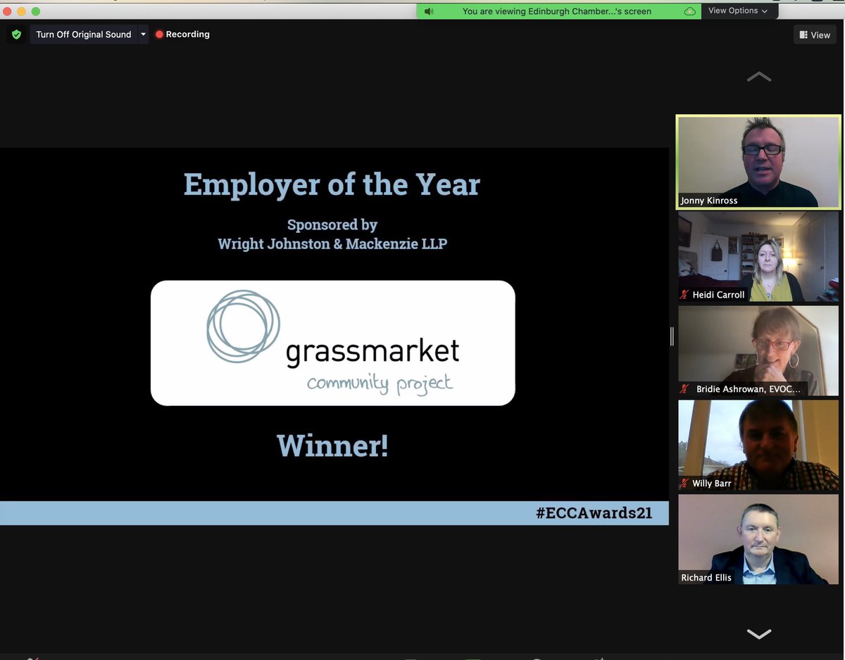 Well done to <a href="/GCP_Edinburgh/">Grassmarket Community Project</a>  for winning Employer of the Year at #ECCAwards21
