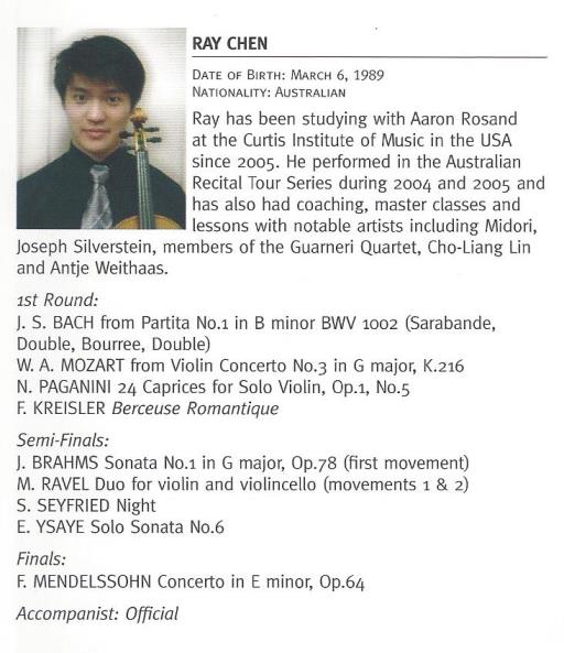 MenuhinComp's tweet photo. Happy birthday @raychenviolin! We dug out Ray's #Cardiff2008 programme from our archives - and his very sweet head shot from when he was only 19! https://t.co/6rwkbka2NJ