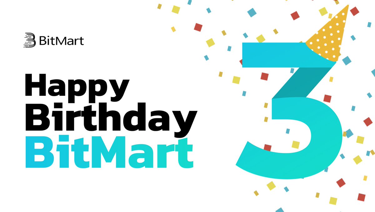 🎂#BitMart Birthday Giveaway!
 
1⃣Change your Twitter avatar into ours
2⃣Post a pic of you holding our e-greeting card, or your pets, city to wish BitMart a happy birthday (tag us)!
3⃣Submit forms.gle/JAWxdzYmtCMWAk…
 
Top 3 works &amp; 20 lucky users share 11,000 $BMX! ✨Be CREATIVE!