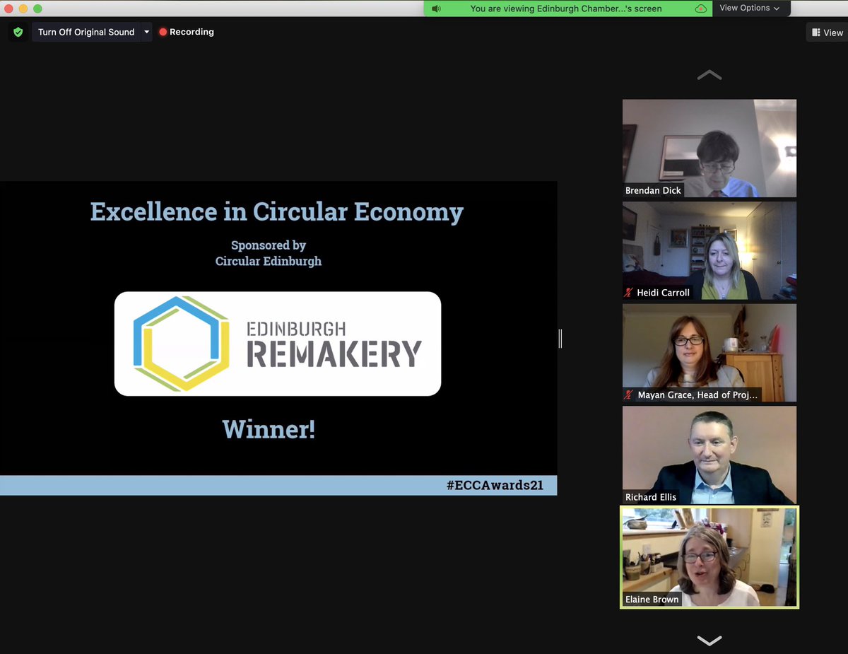 YAY! So well deserved <a href="/EdinRemakery/">Edinburgh Remakery</a> for winning at the #ECCC21  Awards.