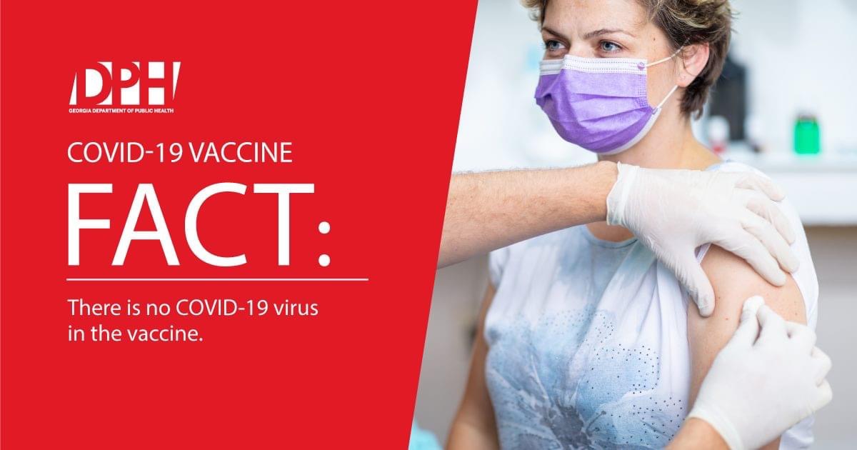 FACT: The COVID-19 vaccine will not give you the virus. There is no COVID-19 virus in the vaccine, it imitates the infection so that our bodies create antibodies to fight off the virus.