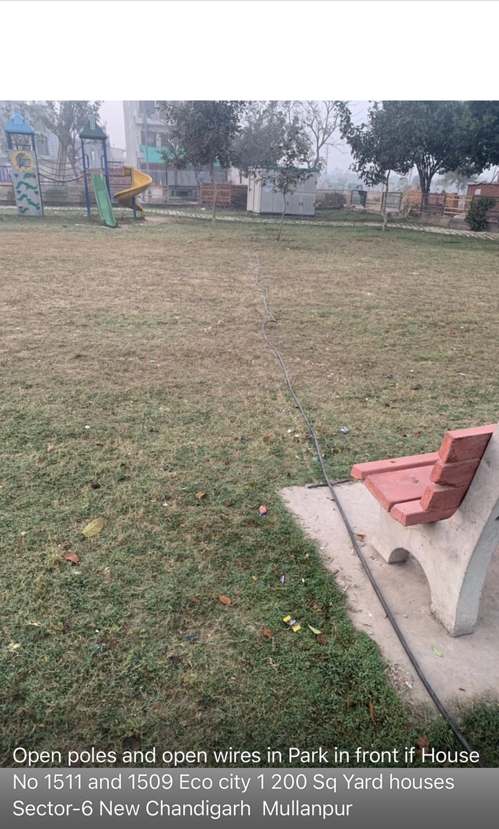 deepak9010's tweet photo. @PSPCLPb wires lying in the park Pl do something urgently house no 1509-1511, Eco city 1, New Chandigarg, Mullanpur https://t.co/CRoXGaHPk9