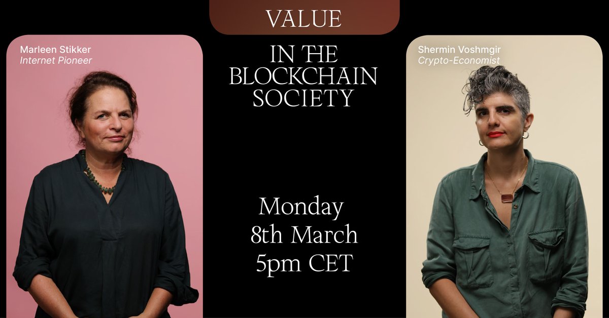 Hey, we have a tip for you. Join us for our second "Trust in The Blockchain Society" documentary release event, next Monday at 5pm CET! Featuring @marleenstikker &amp; <a href="/sherminvo/">Shermin Voshmgir 🌈 🪐 💫</a>, we'll dive into the socio-economic possibilities of #blockchain: fb.me/e/87QcRsDP6