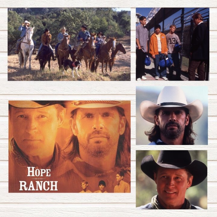 Bruce, as J.T. Hope, and Lorenzo Lamas, as Colt Webb, in 'Hope Ranch' (2002)
#BruceBoxleitner #LorenzoLamas
#BarryCorbin #GailOGrady
#AnimalPlanet #westernmovies
#cowboys #TVmovie