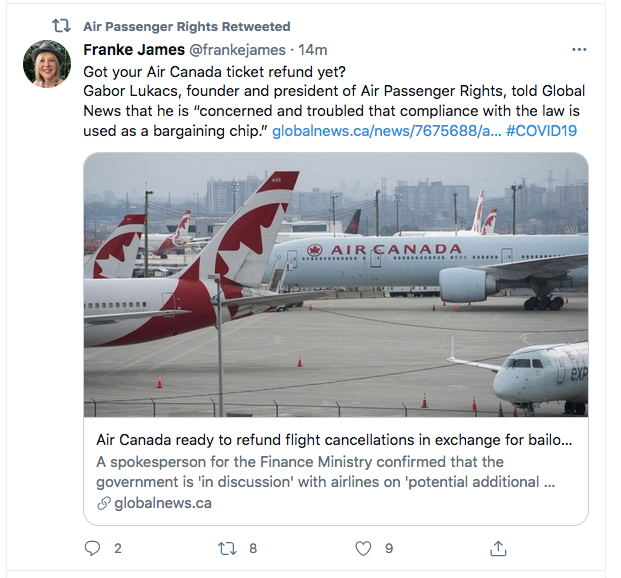 Kempton's tweet photo. MQ //#GaborLukacs, founder and president of @AirPassRightsCA, told Global News that he is “concerned and troubled that #compliance with the law is used as a #BargainingChip.”// https://t.co/7z17av88OY [HT Franke] https://t.co/MHgNXCgPU7