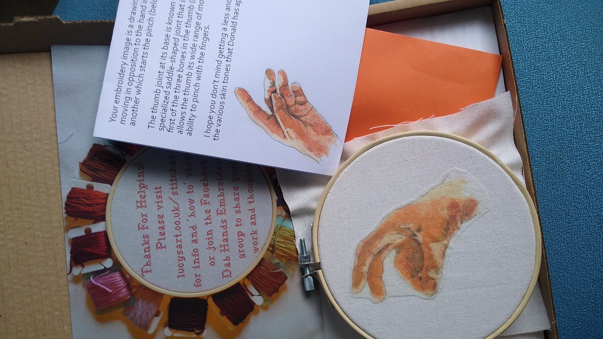 GGoldsbrough's tweet photo. What's in the box? Joy and wonder! #thanks @LucyBurscough embroidery round the weekend corner 😃 beautifully packaged, such a #fab #dab project to be part of #dabhands https://t.co/mvWJOGOjtI