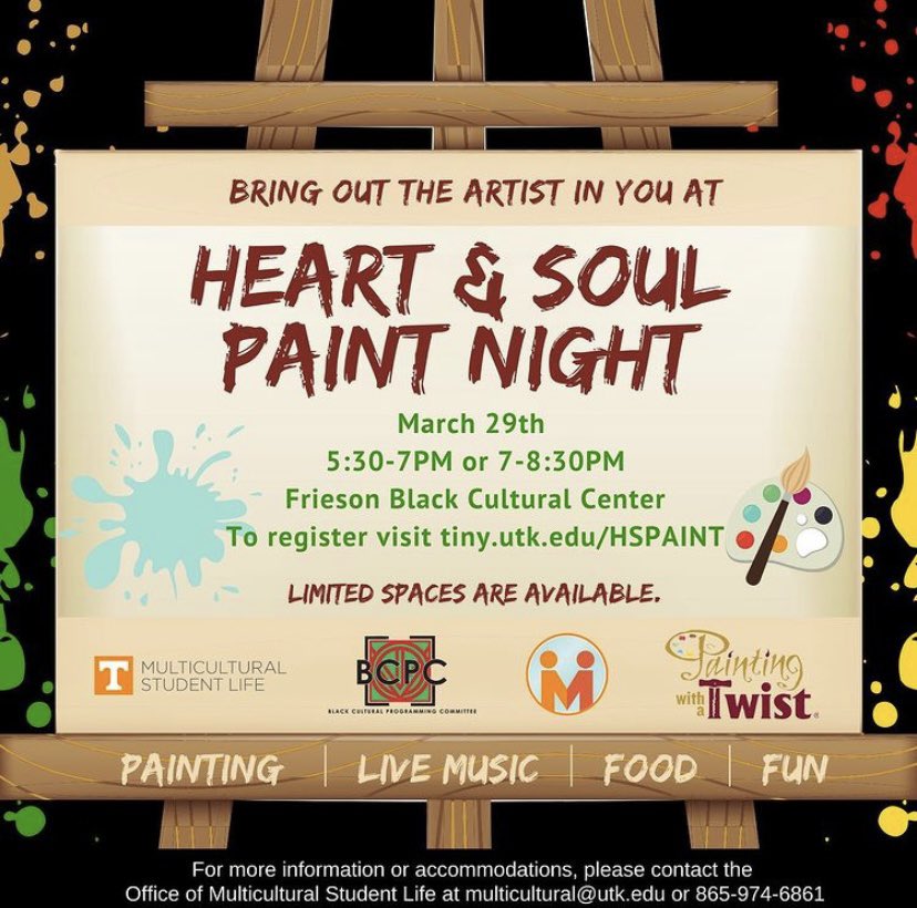 MMP_UTK's tweet image. Join us and @utbcpc to bring out your inner artist!🤩🎨🖌Choose one of the two sessions and register before spaces are filled!