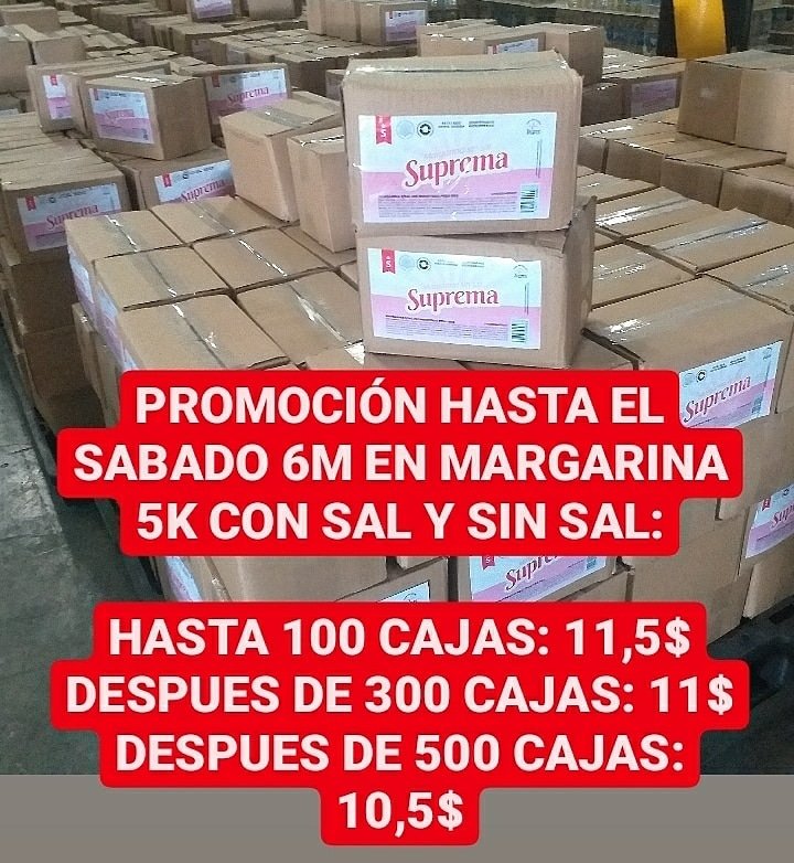 inverllca's tweet photo. Súper PROMOCIÓN en Margarinas Con Sal y Sin Sal de 5kg. #panadería #panaderíaartesanal #panificadora #fabricadeheladosartesanales #panadero #repostero #heladería #COVID19 Maiquetía Farmatodo Lilian #venezuela El Hatillo Avon Cilia Apure Caracas #Mar #Regionales 04124158990 https://t.co/iRgv2yOhrF