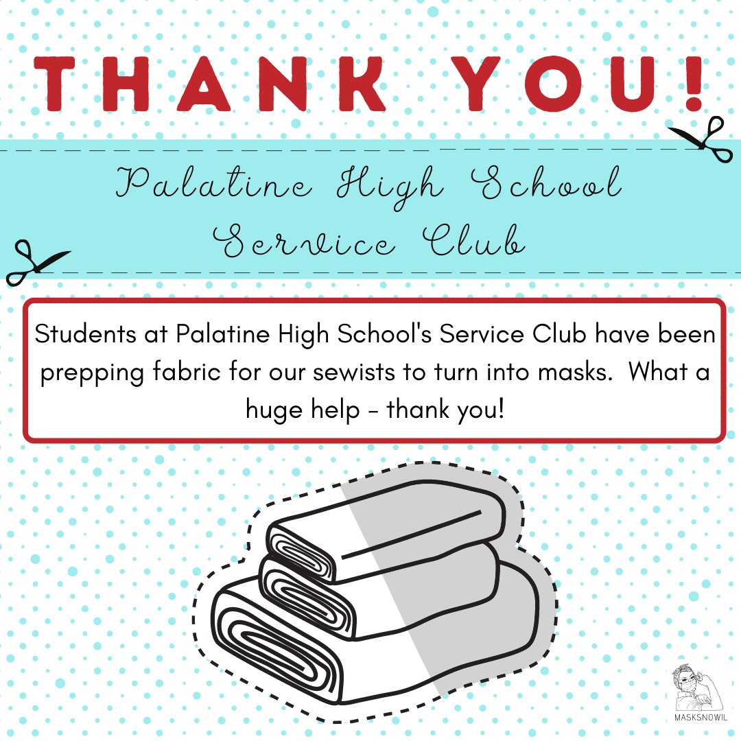 MasksNowIL's tweet image. #Thankyouthursday to the students of the Palatine High School Service Club! These students are volunteering their time to prep fabric for our sewists - thanks for the helping hands, Palatine Pirates!