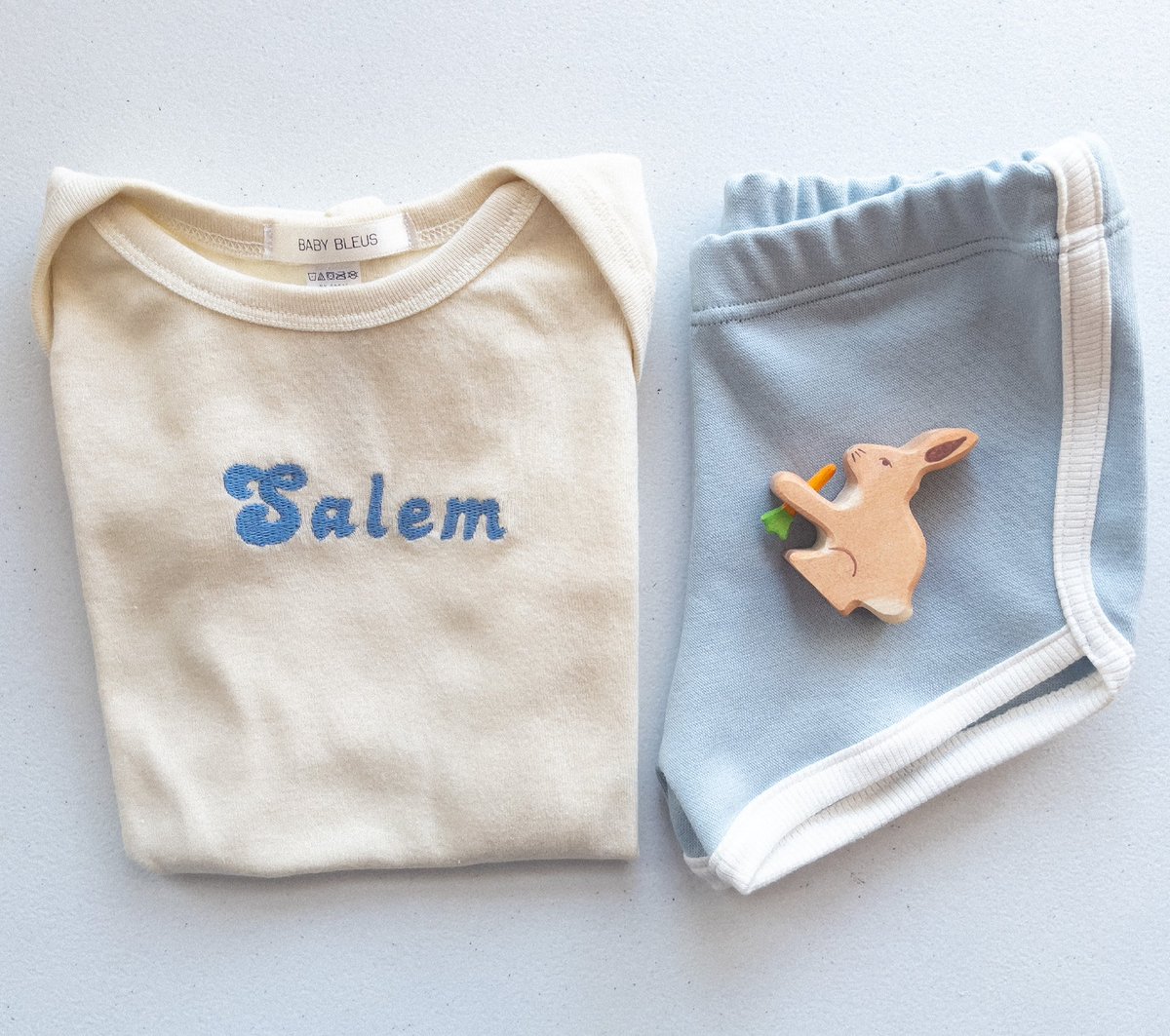 Sky blue shorts and a matching embroidered tee, these are a few of my favorite things 😍