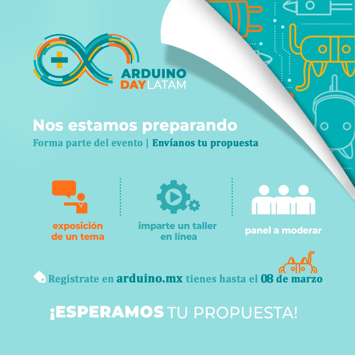 MICROSIDE_MX's tweet image. ¡No te pierdas el evento Arduino Day LATAM el próximo 20 de marzo! 
Si tienes una propuesta de exposición, panel a moderar o taller en línea que quieras impartir, puedes registrarte en: arduino.mx
¡Tienes hasta el 8 de marzo!
#ArduinoDayLATAM  #ArduinoDay #Arduino
