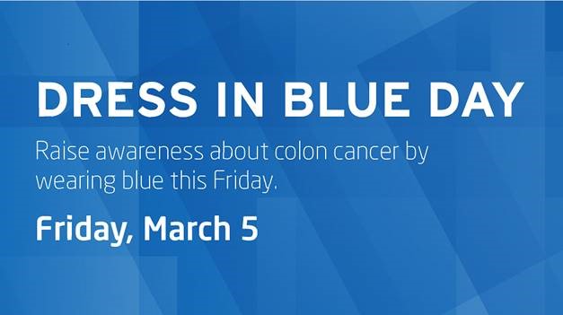 Dress in Blue Day is Friday, March 5! All of March is National Colorectal Cancer Awareness Month. 

We would love to see photos of you in BLUE! If you are willing to share photos to be posted on NM social media accounts, please email them to DHC@nm.org by noon tomorrow.