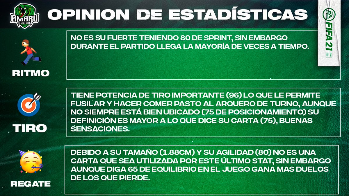 AmaruHunters's tweet photo. Jueves de Review
🎉Leroy Fer What IF SBC🎉
Probado a 70ms #FIFA21
✅Links interesantes
✅Mediocampista decente
⚠️No gira
Estilo de química recomendada: Sombra
Se agradecen 🔁 y ♥️
¿Vale la pena hacer el SBC?
Mas info
🔽🔽🔽
#FIFA21 #FUT #FUTReview #WhatIf https://t.co/ShTgmODA07