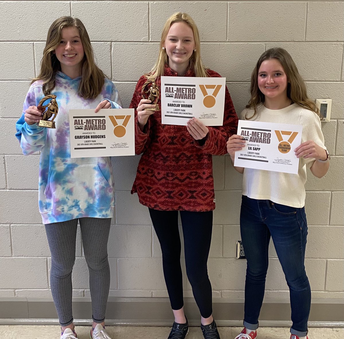 Liberty Park Girl's Basketball on X: For 8th grade, both Grayson Hudgens  and Barclay Brown were awarded the All-Metro award for the season! Lil Sapp  was awarded the All-Metro Tournament team award!