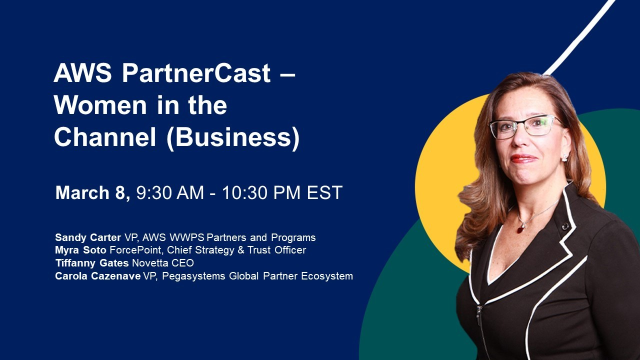 GinaLMay's tweet photo. Join AWS this Monday, March 8, to hear the Women of the Channel share their insights and the secrets of success. This Women's Day panel discussion will feature Pega's own Carola Cazenave! #PegaPartners #IWD https://t.co/zMRMStsOvE https://t.co/0cruoeJ8uH