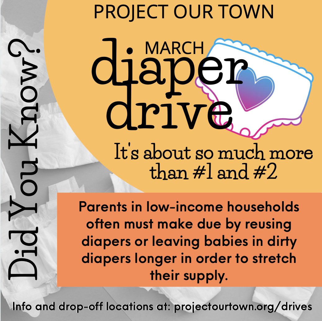 This one is very hard to think about. Parents should never have to make this choice. Sometimes the choice can even be between food and diapers. Devastating.

Right now the need is greater than ever. Info & how to help: projectourtown.org/drives

#DiaperGap #DoGoodFeelGood