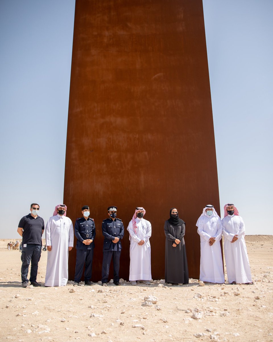 Another visit to the “East-West/West-East” work of #RichardSerra today. Thanks to the support of the police men of Dukhan the work is being kept clean and protected from vandalism. It’s so important that we all play a part in protecting our public art pieces installed.