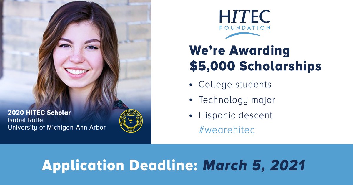 ⌛📣The deadline to submit your application is TOMORROW March 5️⃣. bit.ly/HITECApply #wearehitec #scholarships #technology
