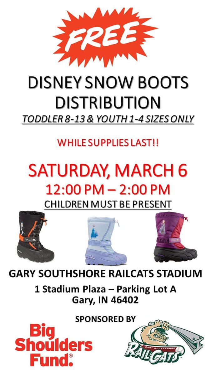 FREE Snow Boots Distribution with Big Shoulders Fund &  @railcats this Saturday!
#LeapIntoAction #bigshoulderfund