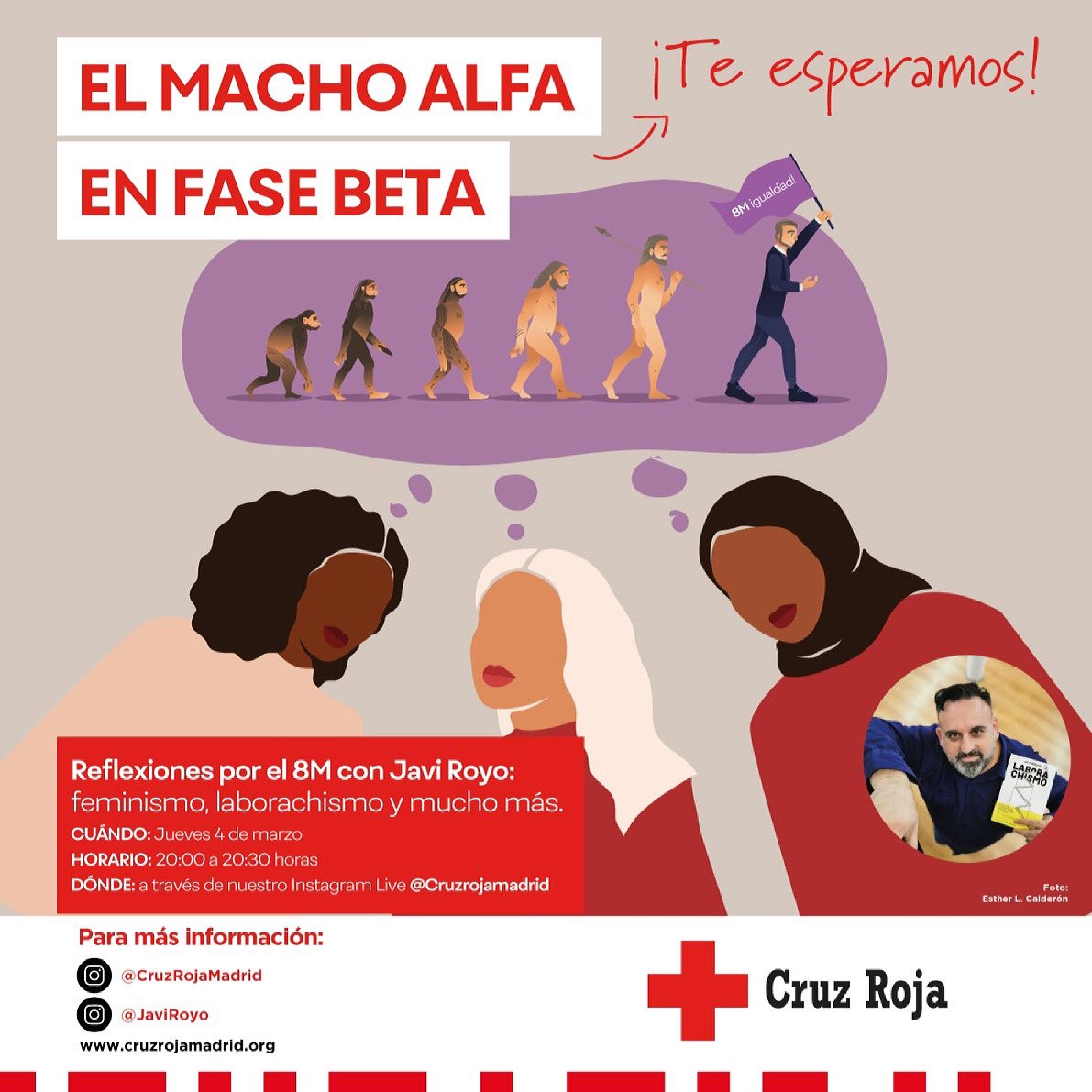 🟣 Ya estamos en directo con el ilustrador <a href="/javirroyo/">Javirroyo</a>, para hablar y reflexionar sobre el papel que desempeña el hombre en el #8M. 

No te lo pierdas 👉 instagram.com/cruzrojamadrid…