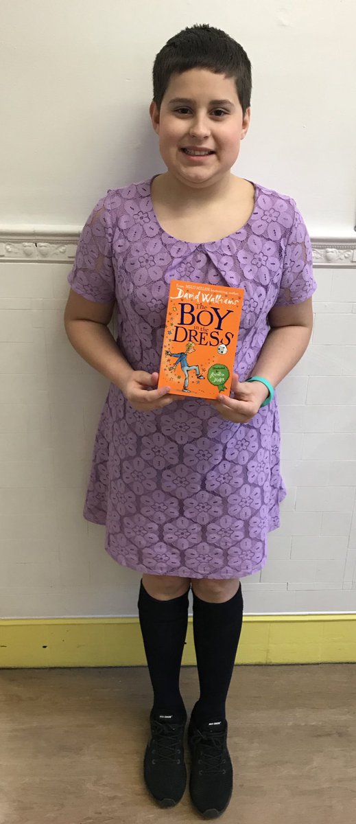 Saz_M84's tweet photo. @davidwalliams my boy dressed as the boy in the dress for @WorldBookDayUK x https://t.co/eSpsSU9rma
