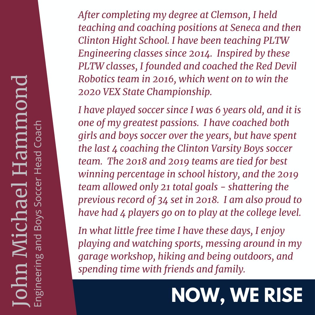 DrMaureenTiller's tweet photo. #FIHS #FirstClass faculty introduction is a former colleague of mine. I am honored for the opportunity to work with John Michael Hammond again! He will be building our @PLTWorg #Engineering #pathway ⚙️as well as boys soccer program as Head Coach. ⚽️ Welcome @JM_Hammond! 🔥#IAE https://t.co/UtSYwb3zxZ