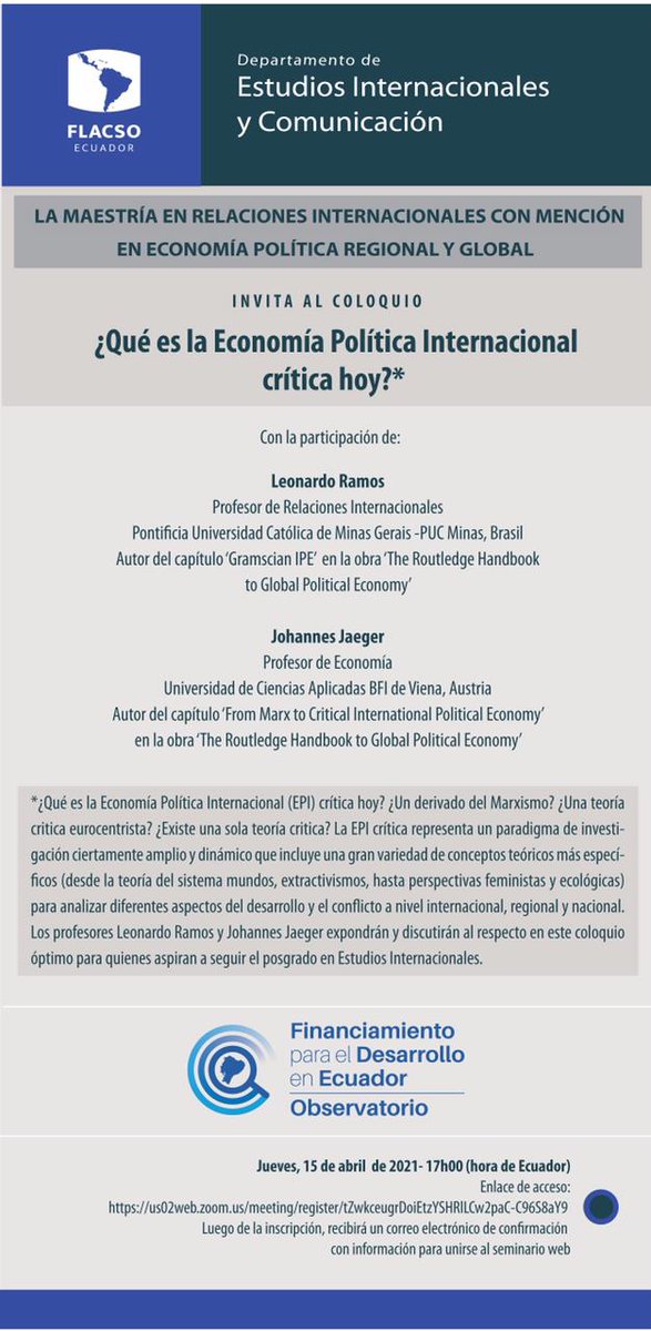 informeopeu's tweet photo. [Divulgação] O pesquisador do INCT-INEU e professor da PUC-MG @lcsramos79 fala sobre EPI, em sua abordagem crítica, em evento da Flacso, em 15 abr. 2021 #opeuinforma #inctineudivulga #inctineu #leonardoramos #coloquio #epi #teoria #teoriacritica https://t.co/JzdFpk6TOo