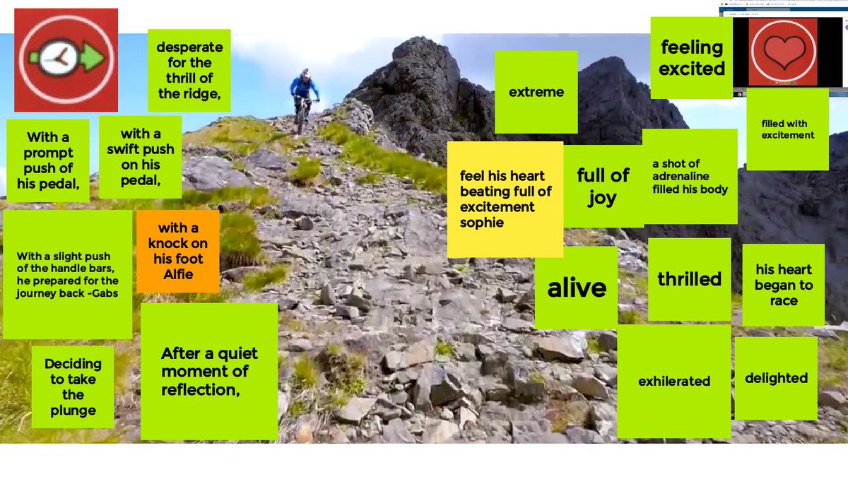 Y5Redgate's tweet photo. We’ve been on our bikes to help us feel like @danny_macaskill zooming down a mountain! Proud of how our sentences are stacking up and the children will be made up as ‘yeeted’ finally makes it on there today!🙈😂#LockdownLearning #SuperSentenceStacking #Fun⛰🚵🏻♂️🙌 @janeconsidine https://t.co/OepgQK8W0j