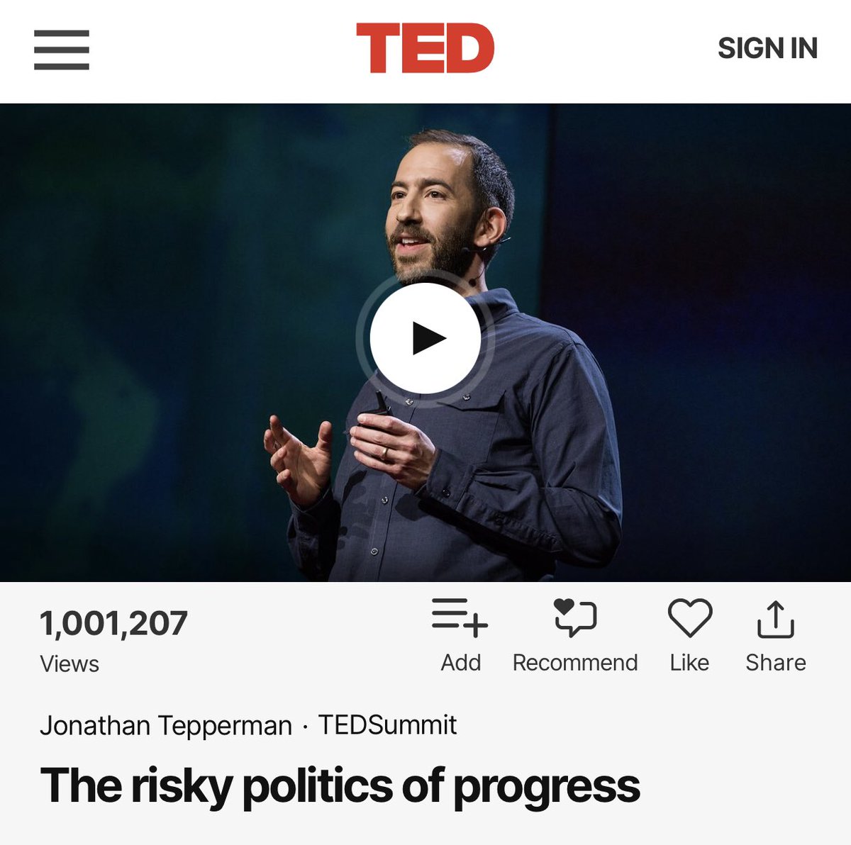 MsHatmaker's tweet photo. One of my favorite activities to do with students is our #TEDTalkThursday ❤️

Today, as introduced our unit on The Progressive Era, we listened to @j_tepperman’s ‘The Risky Politics of Progress’.

“Making big changes requires making big risks.” https://t.co/xjYma7caHN