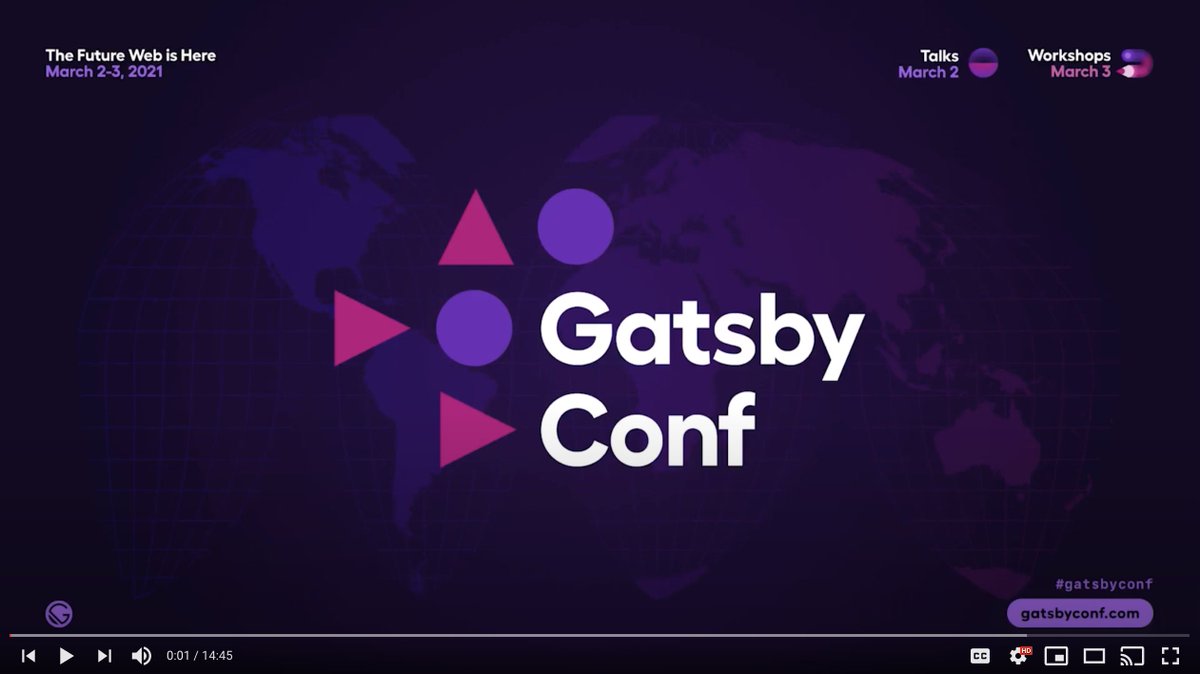 👋🏾 Did you miss any of the #GatsbyConf Day 1 Talks on Tuesday? 

📺 Do you want to watch them again? (We get it.) That's why we're happy to report we've just published the GatsbyConf21 Day 1 YouTube playlist. 

🍿 Happy viewing! 

👉🏾 youtube.com/watch?v=9xcCrb…