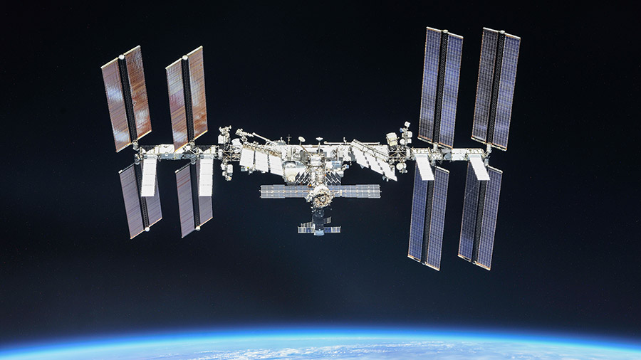 The International Space Station is pictured orbiting Earth in October of 2018.