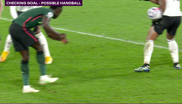 Footballtweet's tweet photo. No handball vs. Handball.

Game. Gone. https://t.co/eJwJgfDcGk
