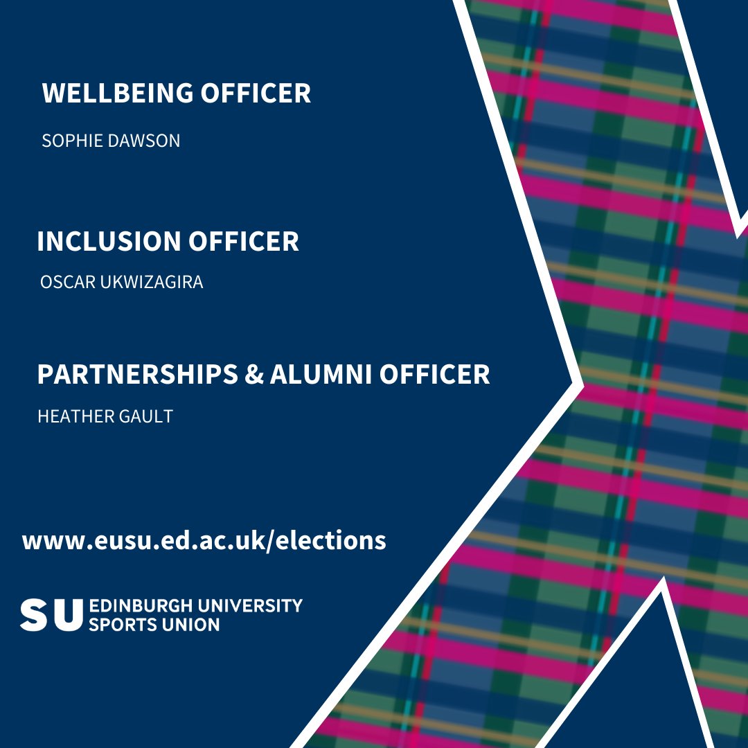 Edinburgh University Sports Union (@uoesportsunion) on Twitter photo We are delighted to share the candidates running for position on the Sports Union Executive Committee ๐โโ๏ธ
You'll hear more from each candidate next week when campaigning and voting opens๐
More information on our elections โฌ๏ธ
eusu.ed.ac.uk/elections
#WeAreEdinburgh We are delighted to share the candidates running for position on the Sports Union Executive Committee ๐โโ๏ธ
You'll hear more from each candidate next week when campaigning and voting opens๐
More information on our elections โฌ๏ธ
eusu.ed.ac.uk/elections
#WeAreEdinburgh